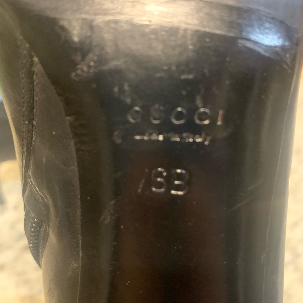 GUCCI High Ankle Black 132281 VIBRAM SOLES Womens Size 6B Leather Boots - Picture 7 of 7
